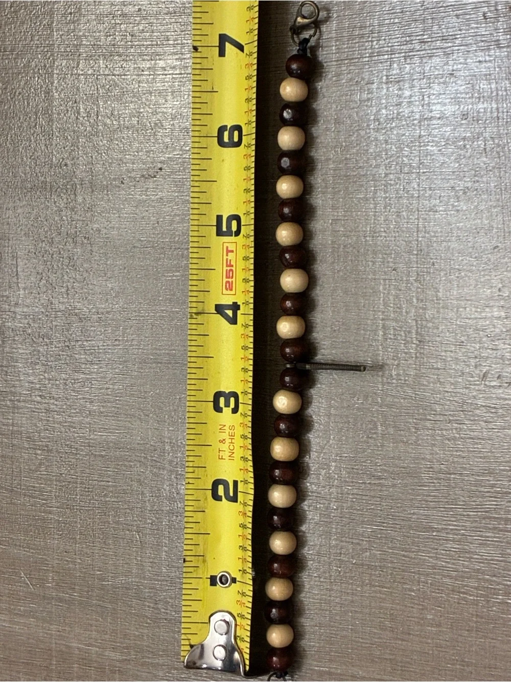 Beaded Wood Bracelet in Brown and Cream
